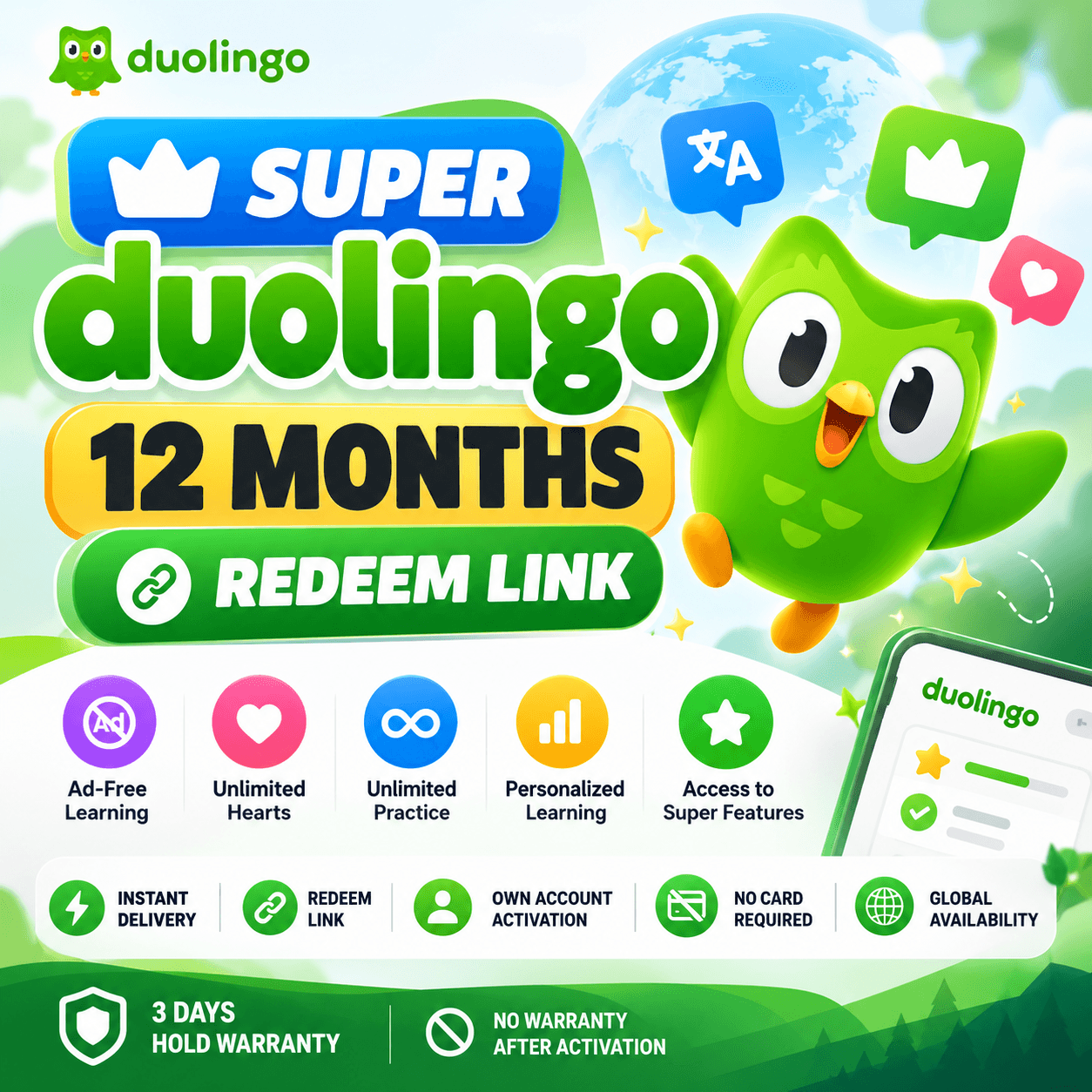 Super Duolingo 12M Redeem Link product image 1