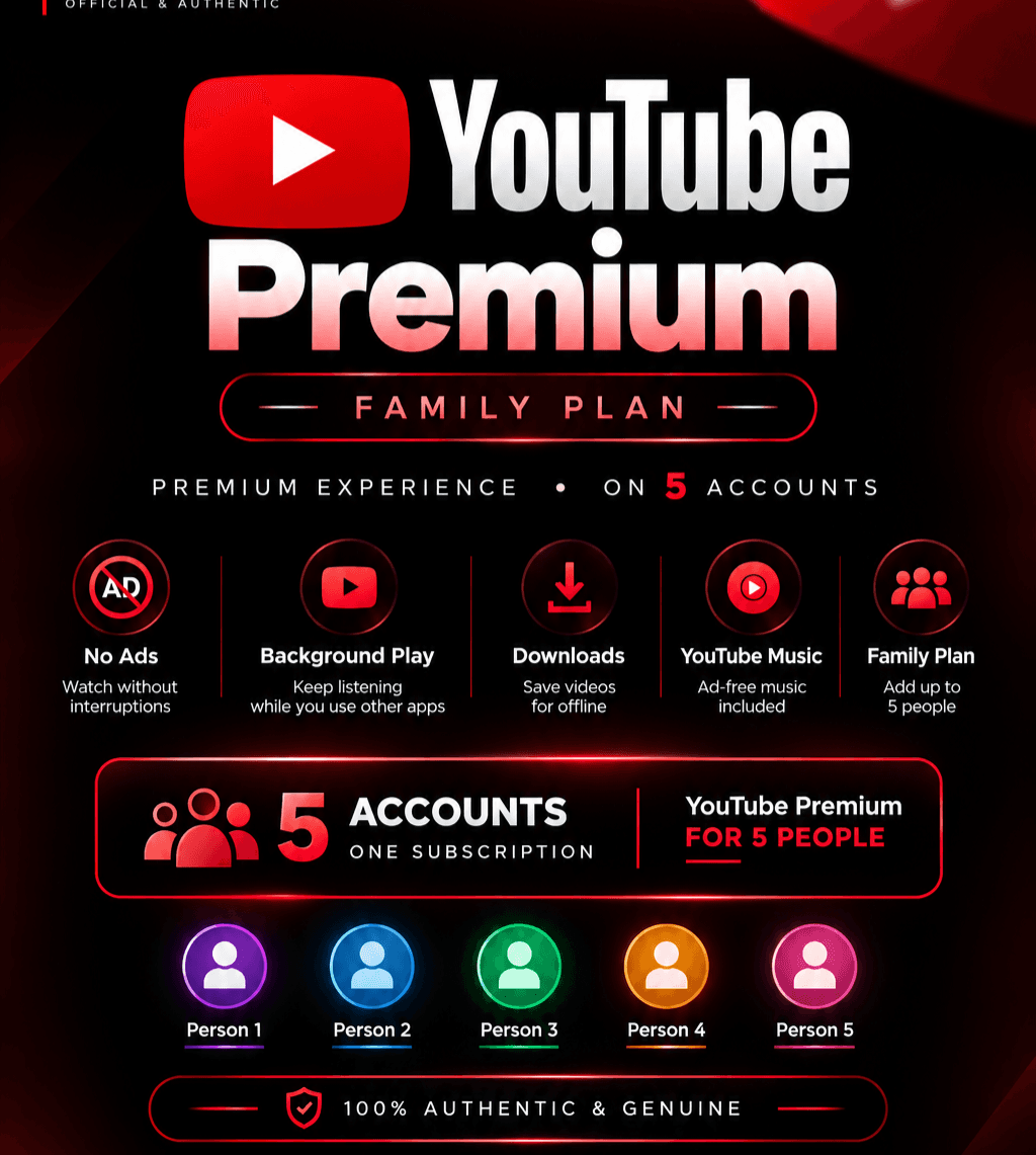 Youtube Premium (5 Accounts) product image 1